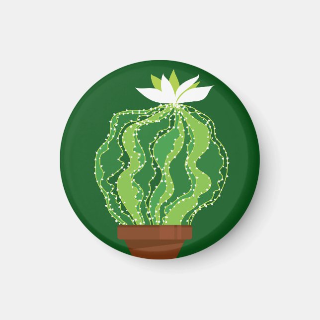 Aimant Cactus vert : motif abstrait naturel. (Devant)
