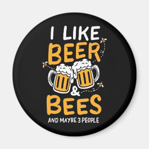 Aimant Cadeau apiculteur J'Aime La Bière Et Les Abeill