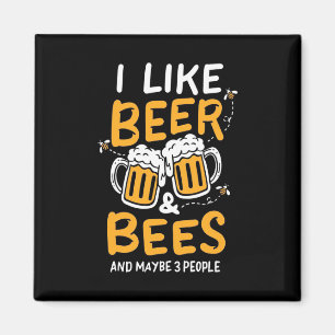 Aimant Cadeau apiculteur J'Aime La Bière Et Les Abeill