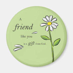 Aimant Cadeau d'ami de Dieu, Marguerite sur Vert, Religie