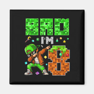 Aimant Cadeau d'anniversaire de style Pixel Dab Gamer pou