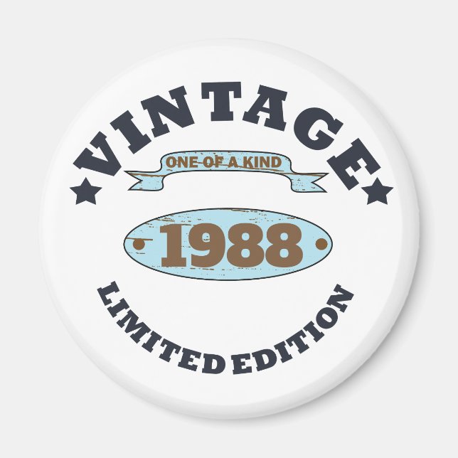 Aimant Cadeau d'anniversaire vintage personnalisé (Devant)