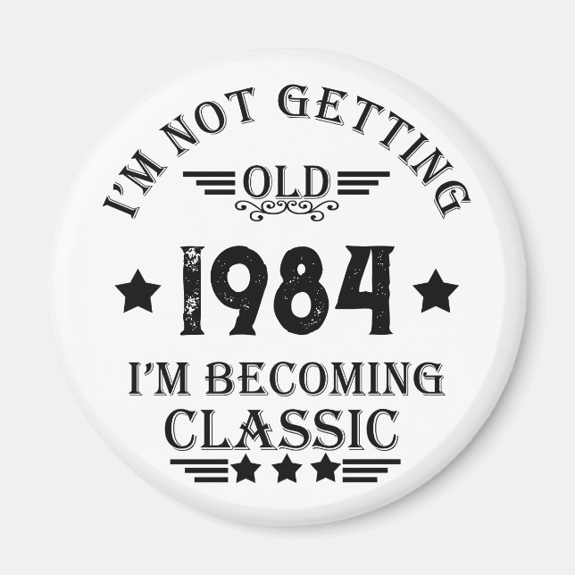 Aimant Cadeau d'anniversaire vintage personnalisé (Devant)