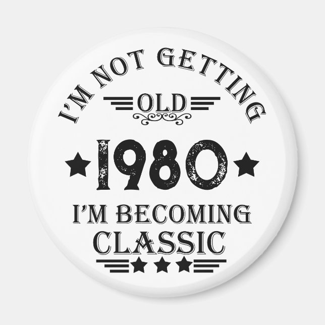 Aimant Cadeau d'anniversaire vintage personnalisé (Devant)