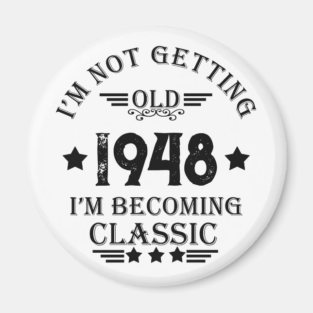 Aimant Cadeau d'anniversaire vintage personnalisé (Devant)