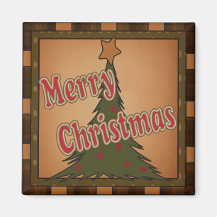 Aimant cadeau d'arbre de Noël Plaid