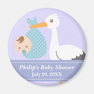 Aimant Cadeau de baby shower - la cigogne livre le bébé