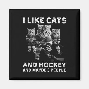 Aimant Cadeau de hockey de chat drôle pour les introverti