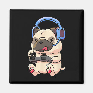Aimant Cadeau de jeu vidéo Pug de jeu de Gamer Pug 