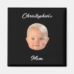 Aimant Cadeau de maman photo bébé visage écriture minimal