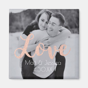 Aimant Cadeau de mariage aimanté - Photo avec or rose