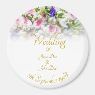 Aimant Cadeau de mariage - Mariée avec un bouquet de mari