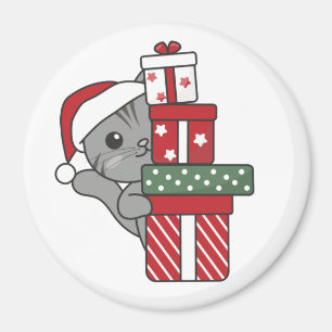 Aimant Cadeau de Noël Chat Animaux d'hiver Chats