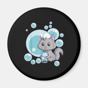Aimant Cadeau de thé bulle de chat   Funny Boba Tea Cats 