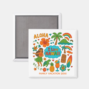 Aimant Cadeau de voyage de famille Hawaï USA personnalisé