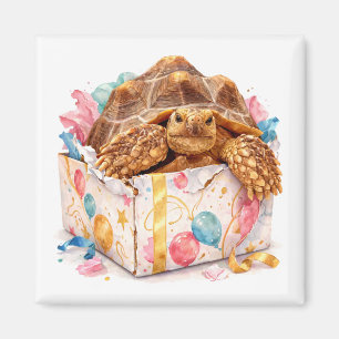 Aimant Cadeau drôle de tortue mignonne d'anniversaire aqu