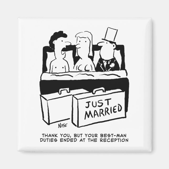Aimant Cadeau du témoin - Nuit de noces avec la mariée et (Devant)