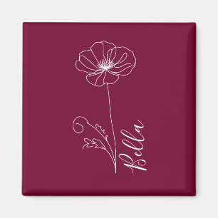 Aimant Cadeau personnalisé Août Fleur de naissance du pav