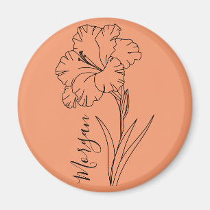 Aimant Cadeau personnalisé d'août Gladiolus Fleur de nais
