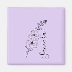 Aimant Cadeau personnalisé juillet Fleur de naissance Del