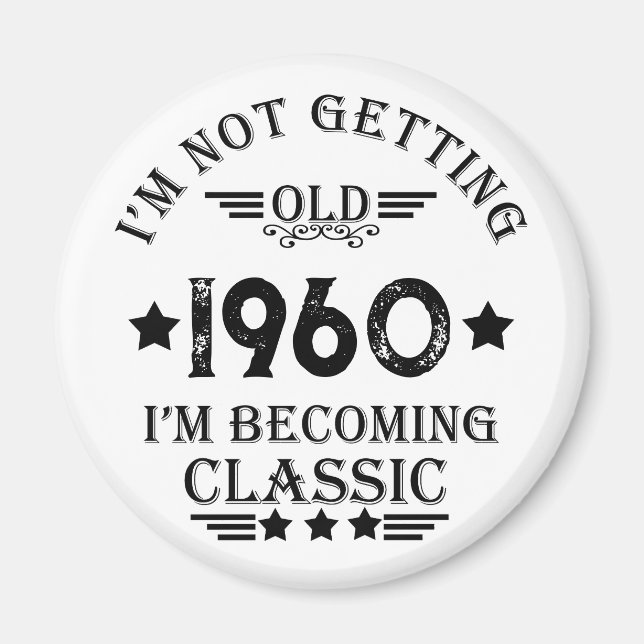Aimant Cadeau personnalisé vintage 65e anniversaire (Devant)