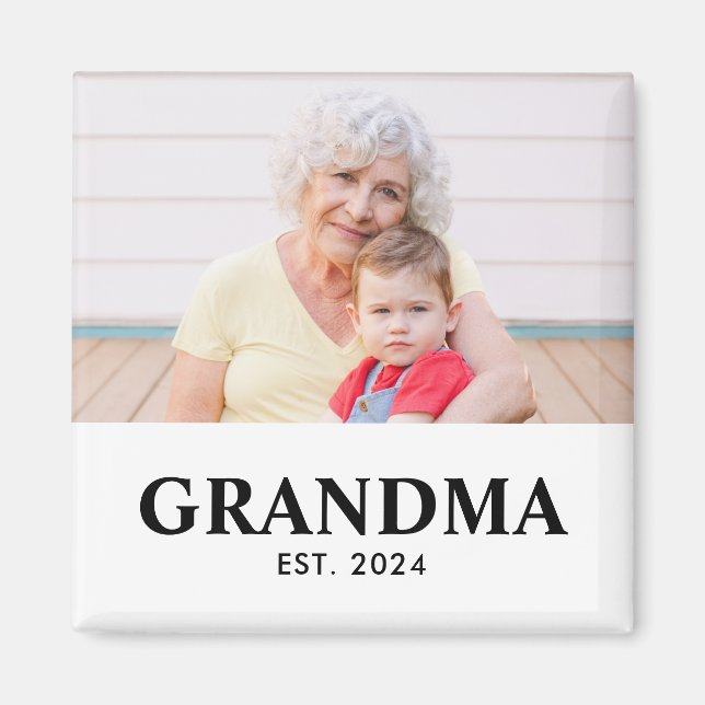 Aimant Cadeau photo de grand-mère établie (Devant)