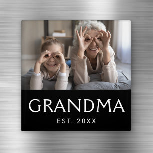 Aimant Cadeau Photo de Grand-Mère Établie
