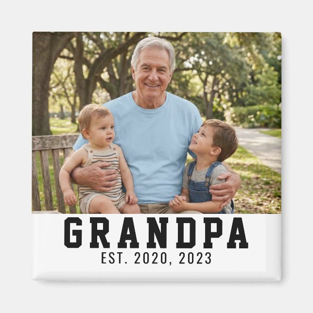 Aimant Cadeau photo de grand-père établi  (Devant)
