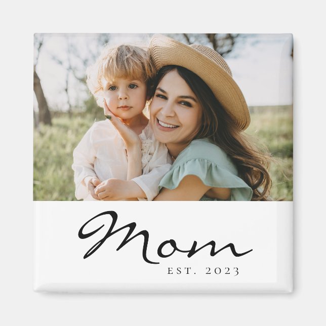 Aimant Cadeau Photo de Maman Établie (Devant)