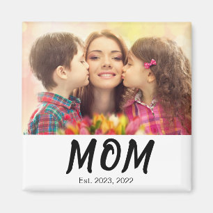 Aimant Cadeau Photo de Maman Établie