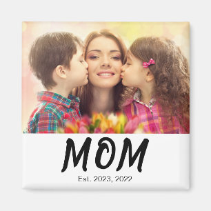 Aimant Cadeau Photo de Maman Établie