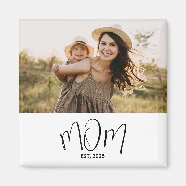 Aimant Cadeau Photo de Maman Établie (Devant)