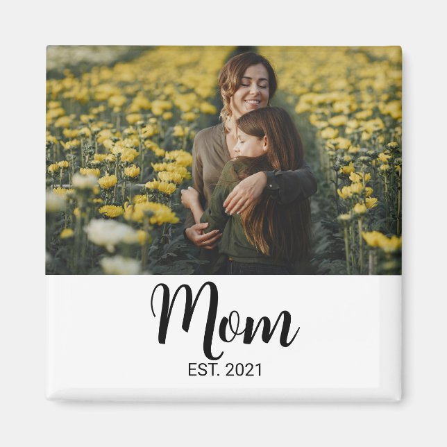 Aimant Cadeau Photo de Maman Établie (Devant)