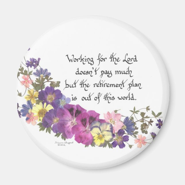 Aimant cadeau pour bénévole ou travailleur de l'église (Devant)