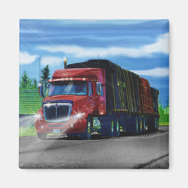 Aimant cadeau pour conducteur de camion de fret ro (Devant)