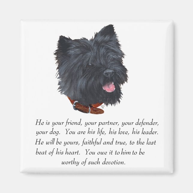 Aimant Cadeau Terrier Black Cairn - Mâle (Devant)