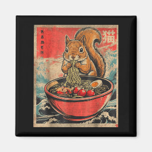 Aimant Cadeaux d'animé de ramen mangeant un écureuil kawa