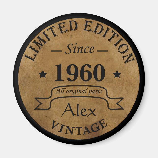 Aimant Cadeaux d'anniversaire vintages personnalisés (Devant)