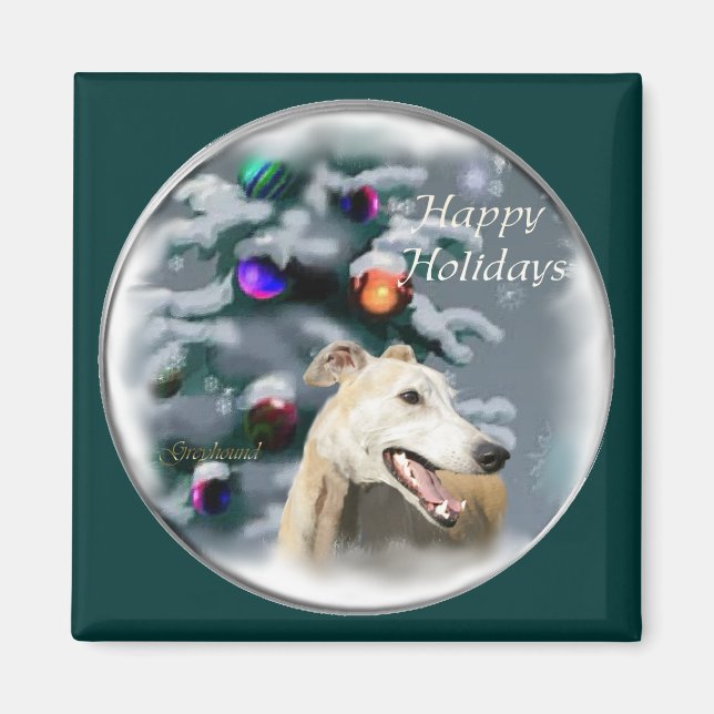 Aimant Cadeaux de Noël Greyhound (Devant)