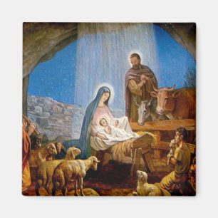 Aimant Cadeaux de scène de nativité pour Noël
