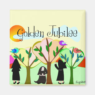 Aimant Cadeaux d'or de jubilé de nonne catholique