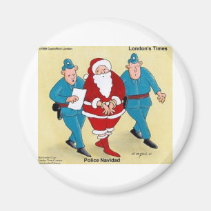 Aimant Cadeaux et Cartes de Noël drôles de Police Navidad