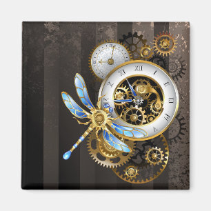 Aimant Cadran Steampunk avec libellule