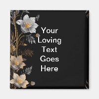 Cadre floral aimanté pour réfrigérateur noir et or