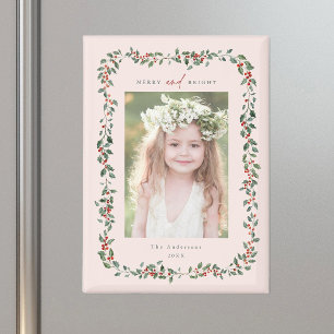 Aimant Cadre Holly Berry Joyeux & Bright Photo Blush Rose
