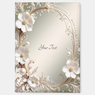 Aimant Cadre magnétique floral blanc orné