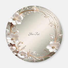 Aimant Cadre magnétique floral blanc orné