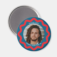 Cadre photo cercle ondulé bleu marine rouge avec t
