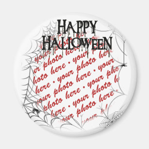 Aimant Cadre photo Halloween avec des toiles d'araignée d
