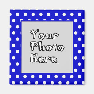 Aimant Cadre photo Pois bleu et blanc